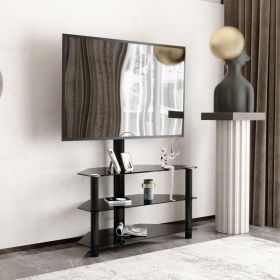 35.4 Inch Black Multi-function TV Stand Height Adjustable Bracket Swivel 3-Tier