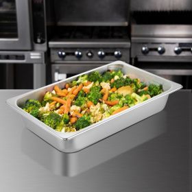 6 Pack Steam Table Pans 20.9 X 12.8 X 3.9 Inch Deep Steam Table Pan Full Size 13L Deep Food Container Stainless Steel Oven Tray Hotel Pans Anti-Jam St