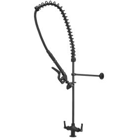 Commercial Restaurant Pull Down 2-Handle Wall Mount Pre-Rinse Spray Utility Kitchen Faucet in Matte Black