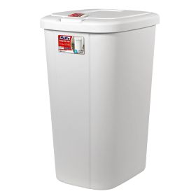 Kitchen Trash Can, 13.3 Gallon Plastic Touch Top Garbage Bin with Push Button Lid, White