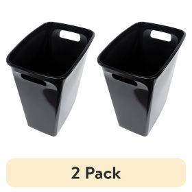 (2 pack) Kitchen Trash Can, 8.8 Gallon Plastic Open Top Garbage Bucket Bin with No Lid, Black
