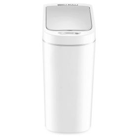 Automatic Bathroom Trash Can, 2 Gallon Plastic Motion Sensor Garbage Bin with Soft Close Lid, White