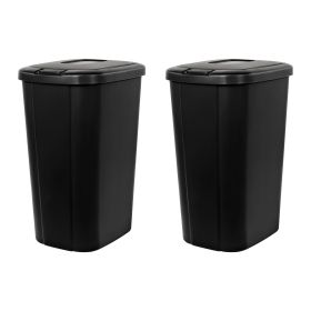13.3 Gallon Trash Can, Plastic Touch Top Kitchen Trash Can, Black (2 Pack)