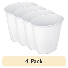 (4 pack) Small Bathroom Trash Can, 1.5 Gallon Plastic Garbage Bucket Bin with No Lid, White
