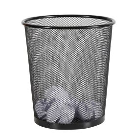 Mesh Waste Basket Black Steel, 3 Gallon, Nonslip Base, Fingerprint-Resistant, Indoor Mesh Trash Can