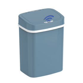 Automatic Bathroom Trash Can, 3 Gallon Plastic Motion Sensor Garbage Bin with Soft Close Lid, Steel Blue