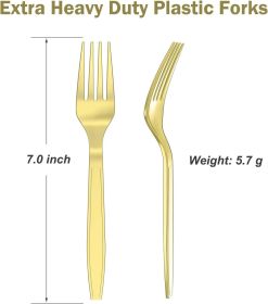 360 Count Extra Heavy Duty Gold Plastic Forks Disposable, BPA-Free, Heat Resistant, Solid and Durable Disposable Forks Bulk