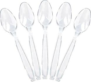 400 Count Heavy Duty Clear Plastic Spoons, Solid and Durable Disposable Spoons, BPA-Free and Heat Resistant