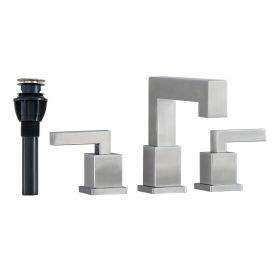 Brushed Nickel Widespread Bathroom Faucet, Waterfall Bathroom Faucets for Sink 3 Hole, 2-Handles Modern Vanity Faucet[Unable ship weekends