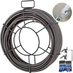 Drain Cleaning Cable 75 Feet x 3/8 Inch Solid Core Cable Sewer Cable Drain Auger Cable Cleaner Snake Clog Pipe Drain Cleaning Cable Sewer Drain A