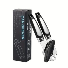 Original Heavy-duty Stainless Steel Smoothed Edge Manual Can Opener And Bottle Opener, Soft Ergonomic Handle, Large Handheld Easy-to-turn Knob