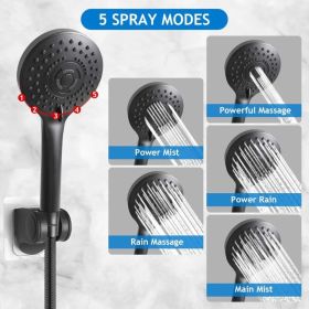 Shower Head Combo, 8 Inch High Pressure Rain With 11 Inch Adjustable Extension Arm And 5 Settings Handheld, Powerful Spray Against Low Water Pressure- (Option: 12ShowerheadSetMatteBlack)