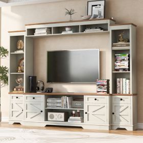 U-Can 98.8 W Wall Unit Entertainment Center With Bookshelves For TVs Up To 80, Modern TV Stand Media Console With Cabinets And Adjustable Shelves For (Option: White Walnut)
