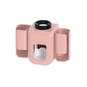 1pc Electric Toothbrush Holder Couple Toothbrush Holder Lazy Person Automatic Toothpaste Squeezing Device Wall Mounted Non Perforated Toothpaste (Items: Toothpaste Toothbrush Holder, Color: Pink)